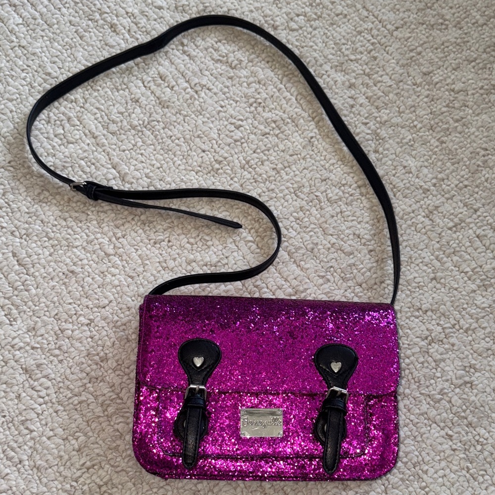 Betsey Johnson Glittery Fuchsia Crossbody Bag